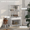 Farmhouse Bathroom Storage Cabinet, Linen Cabinet with Drawer and Shelves, 23.5" x 13" x 48.5", White