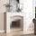 29" Modern Fireplace Mantel Surround Mantels for Fireplace with Decorative Geometric Pattern, White