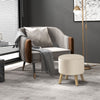 Round Ottoman Stool with Storage, Linen Fabric Upholstered Foot Stool with Padded Seat, Hidden Space and Wood Legs