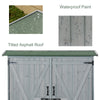 Outdoor Storage Cabinet Wooden Garden Shed Utility Tool Organizer with Waterproof Asphalt Rood, Lockable Doors, 3 Tier Shelves, Grey