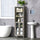 Tall Bathroom Storage Cabinet with 3 Tier Shelf, Glass Door Cupboard, Freestanding Linen Tower with Adjustable Shelves, Grey Wood Grain