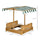 Wooden Kids Sandbox with Cover, Children Outdoor Sand Play Station with Foldable Bench Seats and Adjustable Canopy
