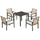 5 Piece Patio Dining Set, Outdoor Table and Chairs with Cushions, Wicker Furniture Dining Set with Umbrella Hole, Beige