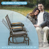 Outdoor 2-Person Glider Bench, Outside Swing Glider Chair Loveseat with Breathable Mesh, Table, Steel Frame