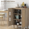 Kitchen Buffte Cabinet, Rattan Kitchen Storage Cabinet, Coffee Bar Cabinet with 2 Rattan Doors & Adjustable Shelves, Natural