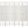 6 Panel Folding Room Divider Portable Privacy Screen Wave Fiber Room Partition for Home Office White