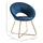 Modern Accent Velvet Chair Open Curved Mid-Back Upholstered Vanity Chair with Gold Plating Metal Legs for Living Room/Office/Reception, Blue