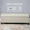 50" Storage Ottoman Bench, Upholstered Ottoman Foot Rest with Linen Fabric and Soft Close Lid for Entryway, Beige