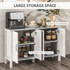 Kitchen Sideboard Cabinet with 4 Barn Doors and 2 Adjustable Shelves, Kitchen Buffet Cabinet for Living Room, Hallway, Gray