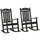 2PCs Outdoor Rocking Chair with Armrests, Fade-Resistant Waterproof HDPE for Indoor & Outdoor, Black