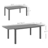 Aluminum Outdoor Dining Table for 6-8 People, Expandable Patio Table for Garden Lawn Balcony - Charcoal Gray