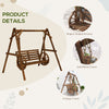 Patio Swing Chair with A-Frame Stand, 2 Person Wooden Porch Swing for Garden, Poolside, Backyard, Carbonized Brown