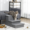 3-Steps Pet Stairs with Storage, Dog Steps for Couch, Bed, Pet Steps for Injured Pet, Older Pets, Small Cats, Gray