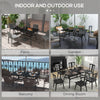 Rectangular Patio Table with Umbrella Hole, Steel Rectangle Outdoor Dining Table for 6 People for Garden, Black