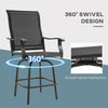 Set of 2 Outdoor Swivel Bar Stools with Armrests, Bar Height Patio Chairs with Steel Frame for Balcony, Poolside, Backyard, Black