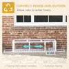 59" Wooden Cat Tunnel Outdoor, Long Cat Run with Extendable Design & Weather Protection, Cat  Enclosure for Deck Patio Balcony, White