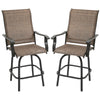 Set of 2 Outdoor Swivel Bar Stools with Armrests, Bar Height Patio Chairs with High-density Sling Steel Frame for Balcony, Poolside, Backyard