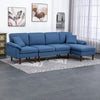 L Shape Sofa, Modern Sectional Couch with Reversible Chaise Lounge, Pillows and Wooden Legs for Living Room, Blue