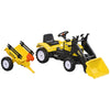 Ride-On Kids Bulldozer/Excavator Toy with Real Working Dirt Bucket, Easy Pedal Controls, 6 Wheels, & Cargo Trailer