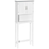 Modern Over The Toilet Storage Cabinet, Double Door Over Toilet Bathroom Organizer with Adjustable Shelf and Open Shelf, Grey