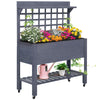 41" Raised Garden Bed Mobile Elevated Wooden Planter Box Stand with Wheels, Trellis and Storage Shelf, Gray