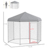 9.2' x 8' x 7.7' Dog Kennel Outdoor for Medium and Large-Sized Dogs with Waterproof UV Resistant Roof, Silver