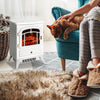 Electric Fireplace Heater, White Fireplace Stove with Realistic LED Log Flames and Overheating Safety Protection, 750/1500W
