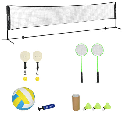 All-in-One Badminton Set, Height Adjustable for Pickleball, Volleyball, Badminton, Backyard Beach Driveway Game