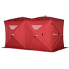 8 Person Ice Fishing Shelter, Waterproof Oxford Fabric Portable Pop-up Ice Tent with 4 Doors for Outdoor Fishing, Red