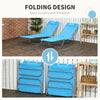 Folding Chaise Lounge Pool Chairs, Set of 2 Outdoor Sun Tanning Chairs with Pillow, Reclining Back & Breathable Mesh for Beach, Patio, Blue