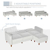 Upholstered Sofa bed Reversible Sectional Sofa Set Velvet-Touch Sleeper Futon with Footstool, Light Grey