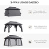 10' x 13' Patio Gazebo, Outdoor Gazebo Canopy Shelter with Netting, Vented Roof for Garden Dark Gray