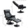 Recliner Chair with Ottoman Footrest, 360° Swivel Reclining Chair, Faux Leather Living Room Chair with Adjustable Backrest, Black