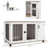 2-In-1 Dog Crate Furniture, Side End Table Indoor Dog Cage w/ Storage & Double Doors for Dogs, Indoor Use, Walnut/White