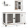 2-In-1 Dog Crate Furniture, Side End Table Indoor Dog Cage w/ Storage & Double Doors for Dogs, Indoor Use, Walnut/White