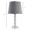 Crystallite Table Lamp Set of 2, Bedside Desk Lamp for Bedroom, Living Room with Fabric Lampshade, Gray