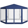 13' x 11' Hexagon Outdoor Party Tent Sun Shelter Canopy with Protective Mesh Screen Walls, Blue