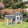 59" Small Wooden Chicken Coop Hen House, Poultry Cage for Outdoor Backyard with 2 Doors, Nesting Box & Removable Tray, White