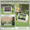 Raised Garden Bed, Outdoor Metal Planter Box with Small Greenhouse, Outdoor Planter Box with Cover, White and Silver