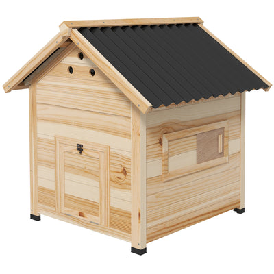 Duck House for 1-3 Ducks, Wooden Small Animal House Outdoor with Openable Roof, Double Doors, Removable Base