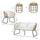 5 Piece PE Rattan Outdoor Furniture Set with Cushioned Chairs, Loveseat Sofa & Stackable Coffee Tables, Cream White