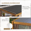 13' x 10' Outdoor Retractable Pergola w/ Sun Shade Aluminum Louvered Top, Pergola w/ Canopy, Curtains & Netting, Natural