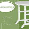 Aluminum Frame Round Patio Table with Umbrella Hole, Outdoor Dining Table for 4 People, White