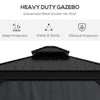 10' x 12' Hardtop Gazebo Permanent Pavilion w/ Double Roof Aluminum Frame Sidewalls for Patio Garden Deck, Dark Gray