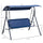 3-Person Porch Swing Bench with Stand & Adjustable Canopy, Armrests, Steel Frame for Outdoor, Garden, Patio, Porch & Poolside, Dark Blue