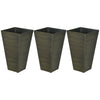 Set of 3 Tall Planters, 28" Outdoor Planter with Drainage Holes, Plastic Flower Pots for Outdoor, Indoor, Bronze