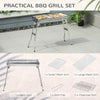 28" Charcoal Barbecue Grill, Stainless Steel Small Portable Folding BBQ Camping Grill for Shish Kabob, Silver