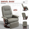 Adjustable Swivel Lounge Chair, Faux Leather Manual Recliner with Footrest, Armrest and Wrapped Wood Base for Living Room, Grey