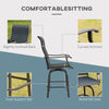 Set of 2 Outdoor Swivel Bar Stools with Armrests, Bar Height Patio Chairs with Steel Frame for Balcony, Poolside, Backyard, Black