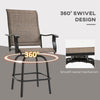 Set of 2 Outdoor Swivel Bar Stools with Armrests, Bar Height Patio Chairs with High-density Sling Steel Frame for Balcony, Poolside, Backyard